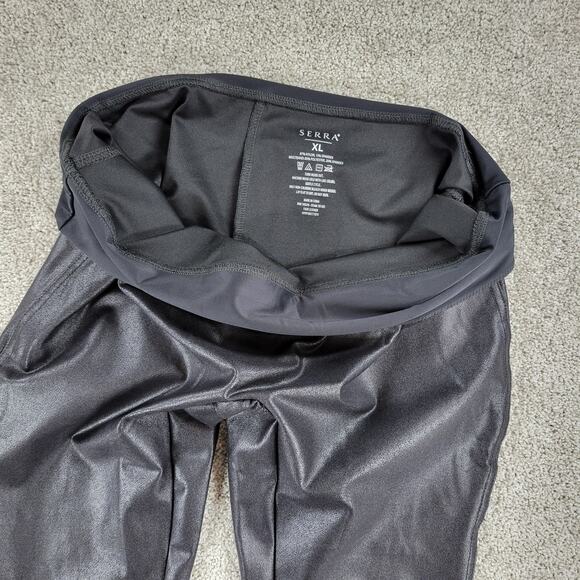 Serra Womens Faux Leather Leggings XL Black Metallic Stretch Skinny Slim Fit New - Picture 9 of 13
